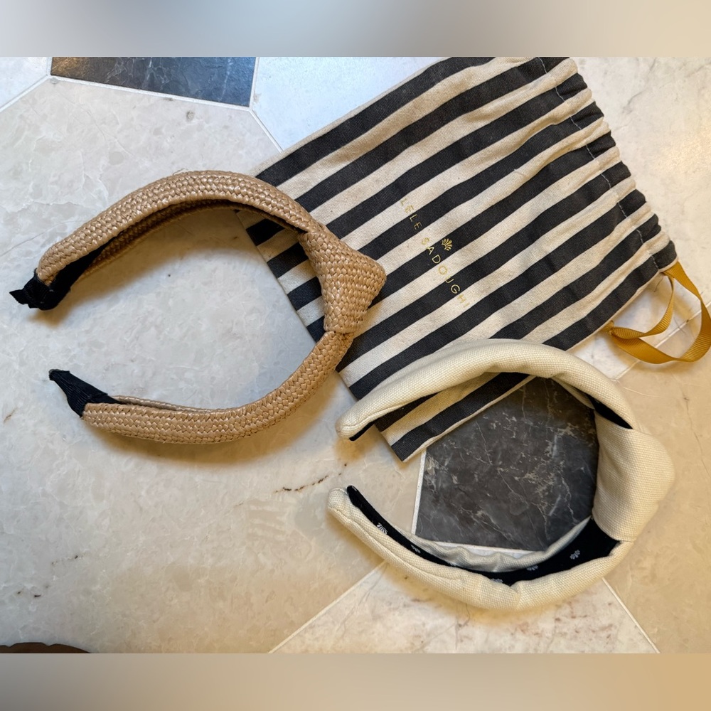 Lele Sadoughi ivory Knotted + raffia knotted headbands